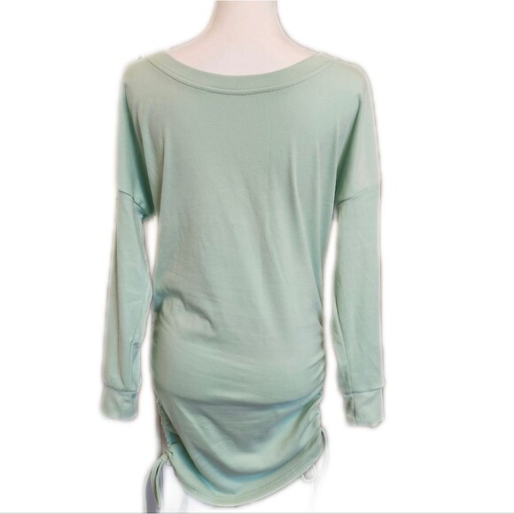 Women's drawstring ruched sides mini dress, super soft, mint green, S - Picture 3 of 9